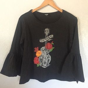 Disney Coco Bell Sleeve Long Crop Top Size L NWOT